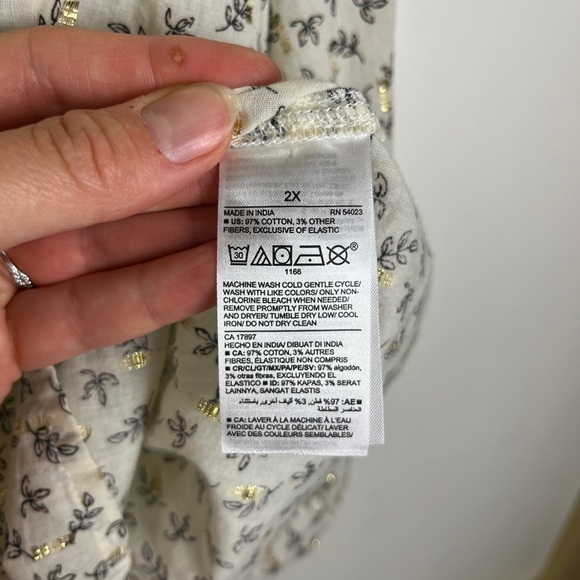 NWT Old Navy 2X Square Neck Ditsy Floral Peasant Blouse Cottagecore Fall Boho - Picture 6 of 12